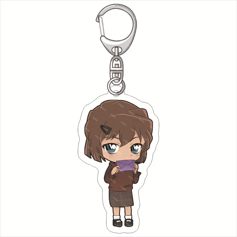 Cartoon Detective Conan Keychain Conan Edogawa Haibara Ai Mouri Ran Cosplay Q Version Figures Acrylic Pendant Key Chain Japanese