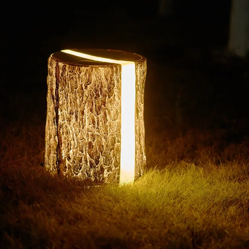 Resin Imitation Stump Light Outdoor Garden Landscape Lamp Park Lawn Decorative Ambient Lighting Fixture for Yard Pathway