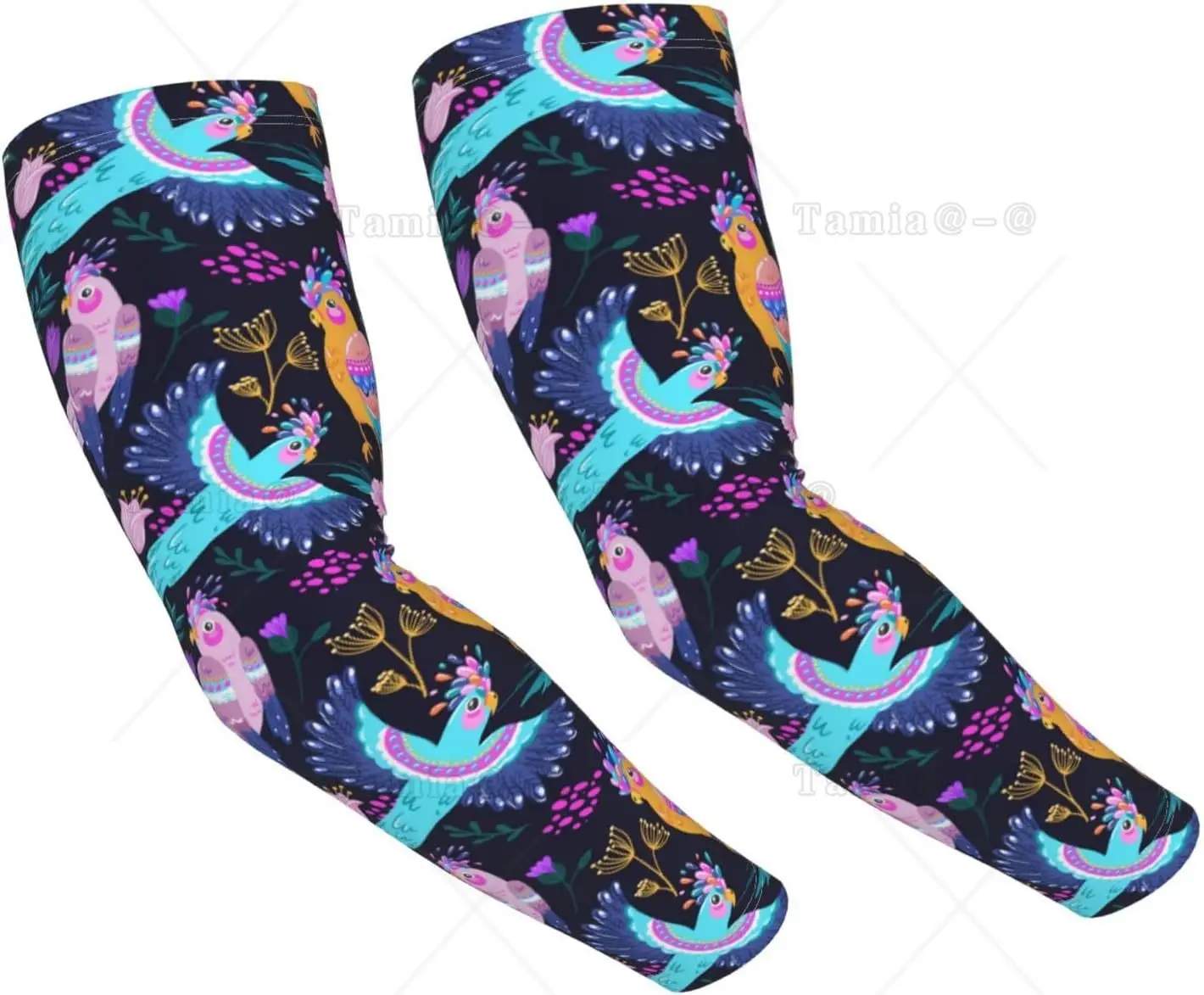 Cooling Arm Sleeves Uv Protection Exotic Multicolor Cockatoo Parrot Tattoo To Cover Arms for Women Men Gardening Compression