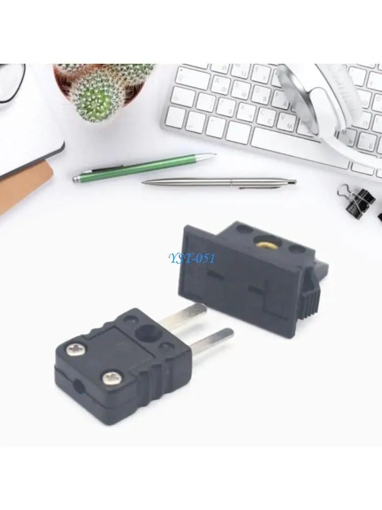 

E15A 2-Pin J-Typ Male Thermocouple Wire Connector Cable Connector Wire Plug Heat Resistant fits for Industrial 1 Pair