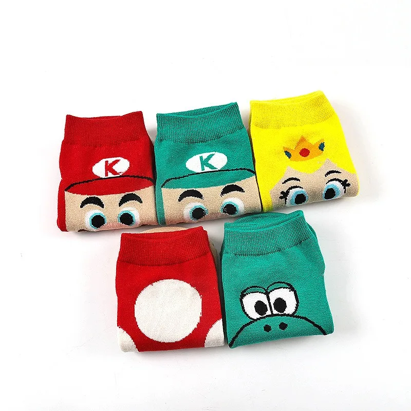 1Pairs New Mario Women's Socks Mushroom Cartoon Combed Cotton Boat Socks Spring Summer Short Socks
