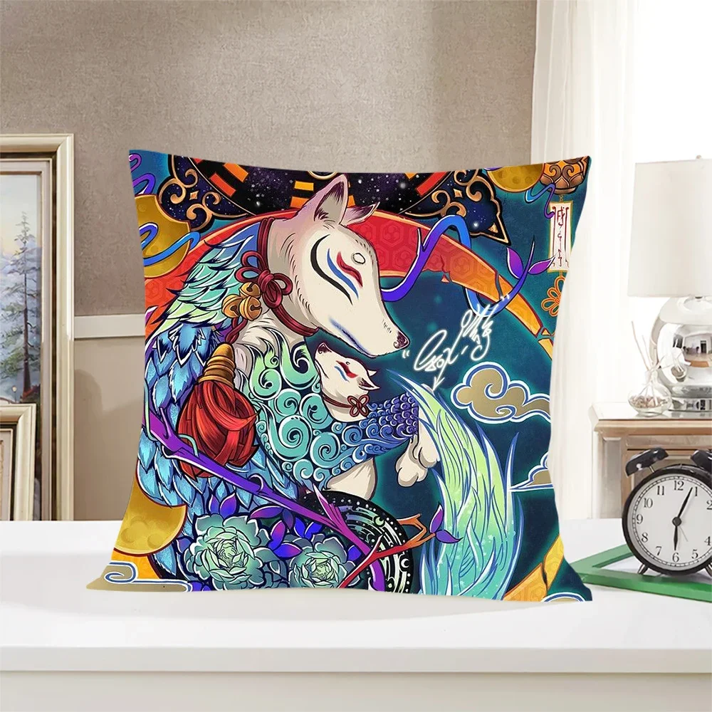 CLOOCL Ukiyo-e Pillowcase Japan Art Paintings Zodiac Dogs Pattern 3D Double-sided Printed Cushion Cover for Sofa Car Decor