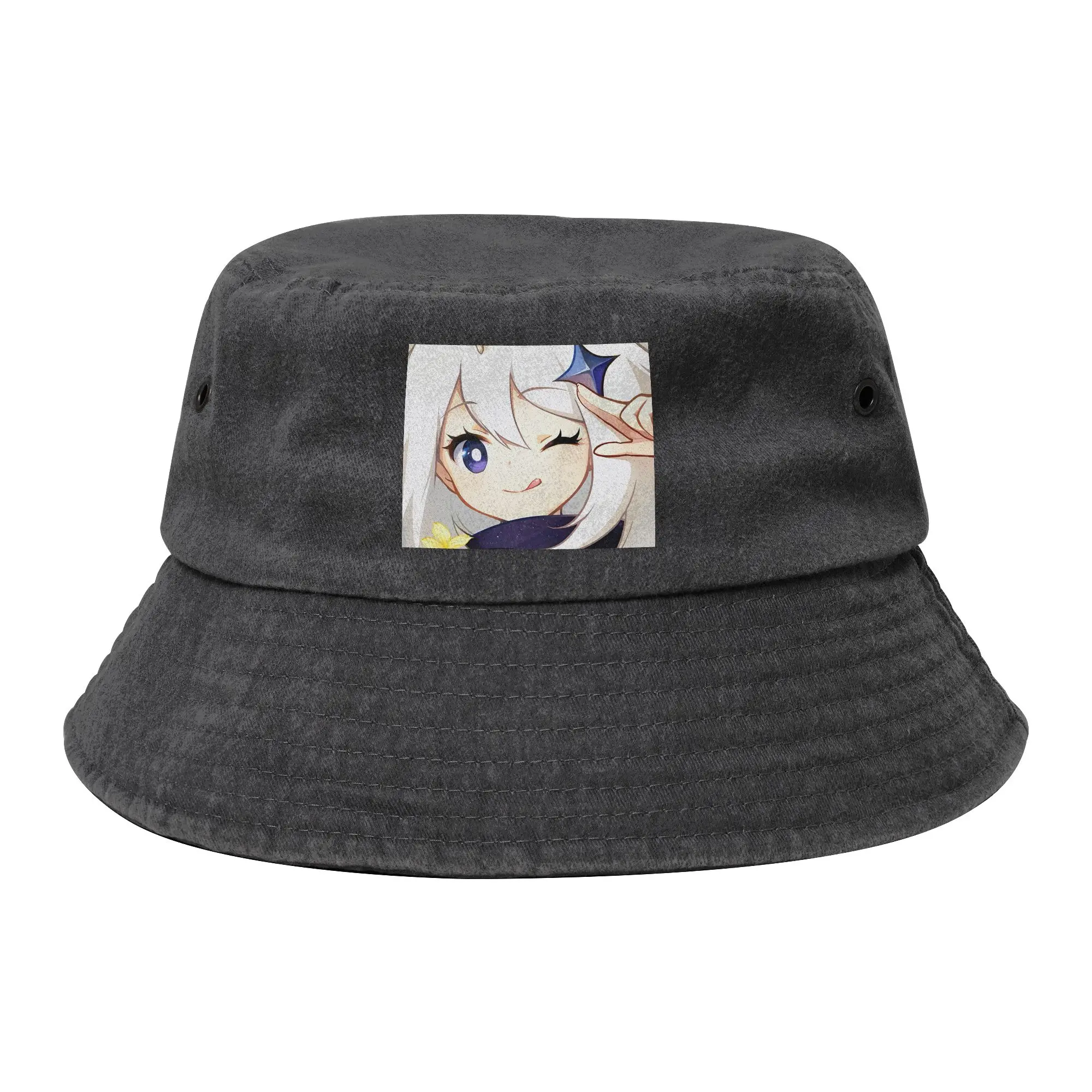 Vocation Genshin Impact  Bucket Hats Unisex Distressed Cotton Sun Hat Anime Game Bob Fishing Fisherman Hats