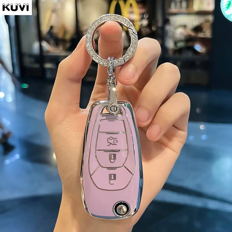 Für Chevrolet Cruze Aveo Auto Flip 3 Knopf TPU Schlüssel etui Schutzhülle Halter Anhänger Schlüssel bund