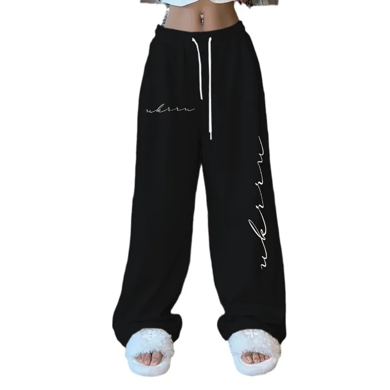Hiphop Einfache bedruckte Hiphop Street Dance Hose mit hoher Taille für Damen Casual Jazz Loose Kordelzughose