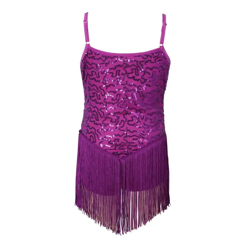 

Women Sleeveless Tassel Sequins Latin Tango Salsa Dance Dress Cha-Cha Rumba Dance Performance Costume Cocktail Dress