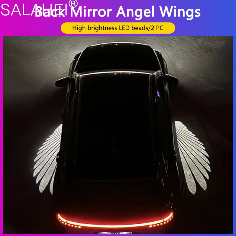 

2pcs Universal LED Welcome Door Rearview Mirror Angel Wing Auto Carpet Lamp Fit For Most Car SUV Truck Floor Illumination Decor