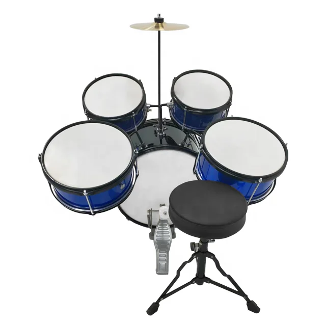 Blue Color Customized 5 Pieces Tom Toms Connect Bass Drum Kids Drum Set Children Jazz Drum Set view 4