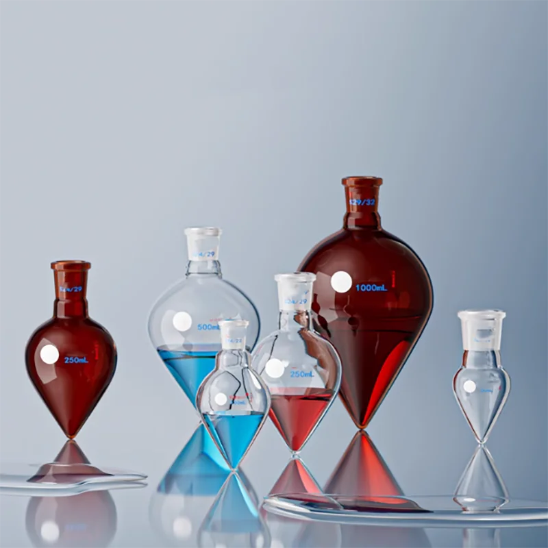 

Seed bottle pear flask chicken heart bottle high borosilicate thick wall 10/25/50/100/250/500ml14#19#24# Laboratory glassware