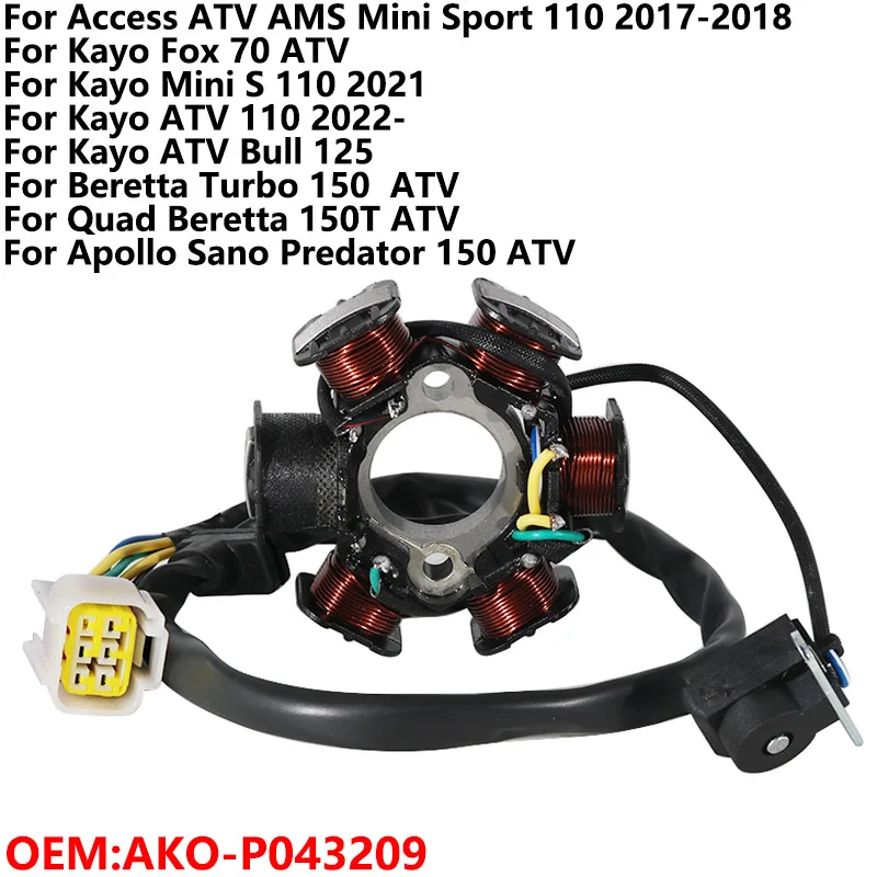 

Ignition Stator Coil For Kayo Fox 70 ATV Mini S 110 Bull 125 AKO-P043209 for Access ATV AMS Mini Sport 110 2017-2018