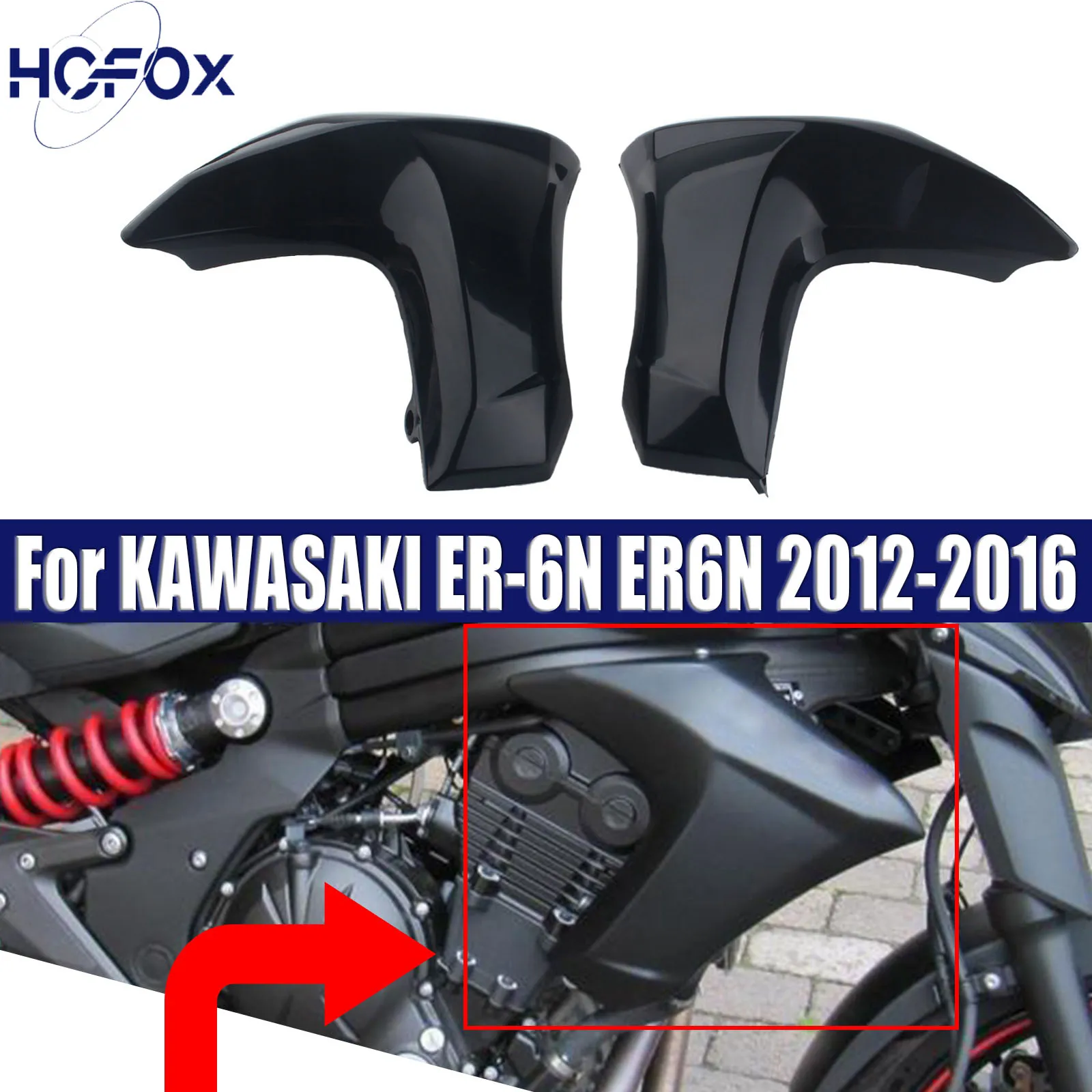 

For KAWASAKI ER-6N ER6N 2012-2016 Motorcycle Side Radiator Cover Panel Fairing Cowling BS Plastic