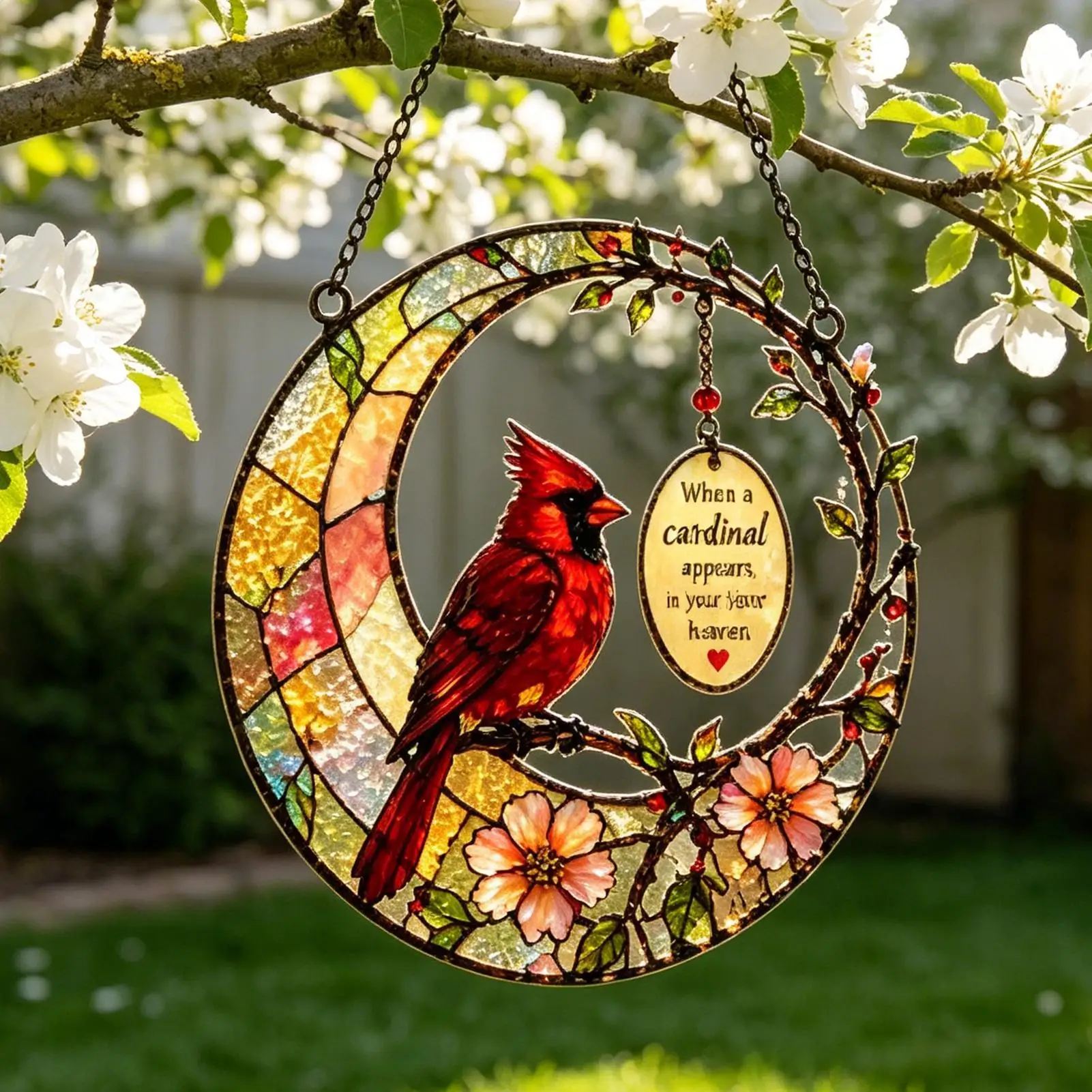 Light Catchers Indoor Window Cardinal Stained Glass Rainbow Maker Sunlight Catcher For Window Art For Women Men Husband Grandma