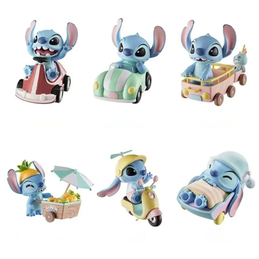 6PCS Stitch Figure Blind Box Kawaii Stich Anime Cartoon Car Cake Room Decoration Model Doll Action Figure Kids Toy Girl Gift