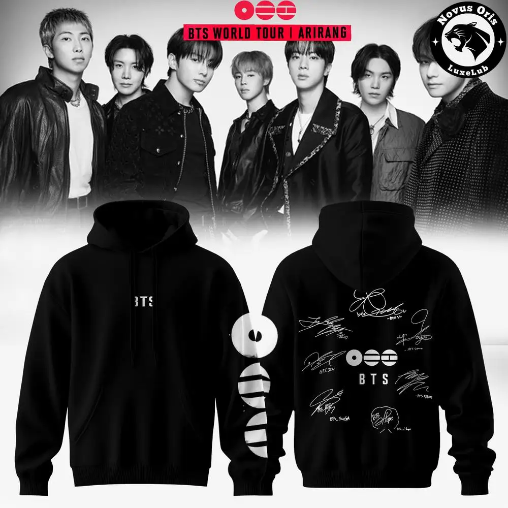 BTS World Tour Arirang 2026 Limited Edition Hoodie Member Signatures Women Autumn and Winter Print Kpop Fans Pullover Sweatshirt