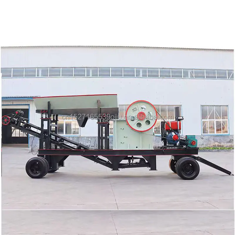 High Quality Mining Machinery PE400 * 600 Mobile Jaw Crusher With Conveyor For Crushing Mine Rocks