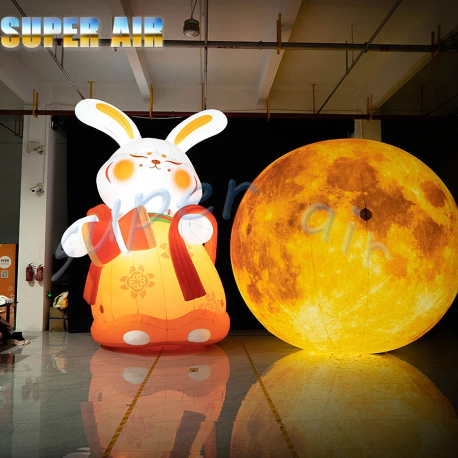 Wholse clebrate the Mid-Autumn festival inflatable rabbit in the moon for decoration
