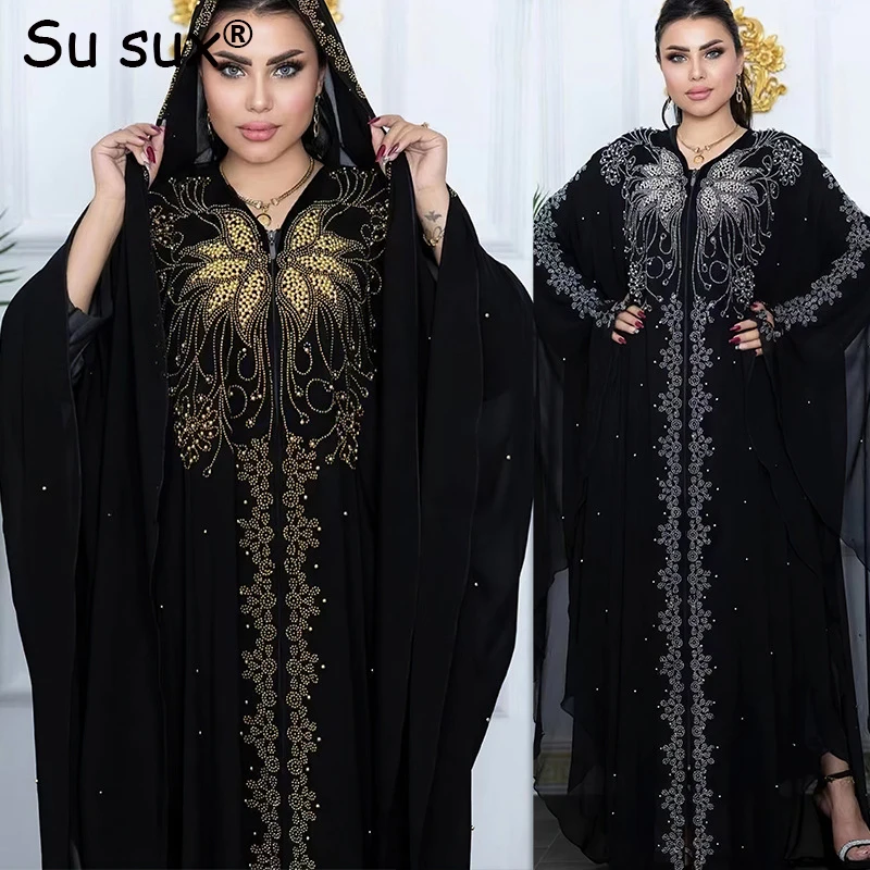 Szyfonowa sukienka Maxi Plus Size afrykańskie ubrania dla kobiet 2023 jesień tradycyjna Abaya muzułmańska szata Africains Femme Clothin