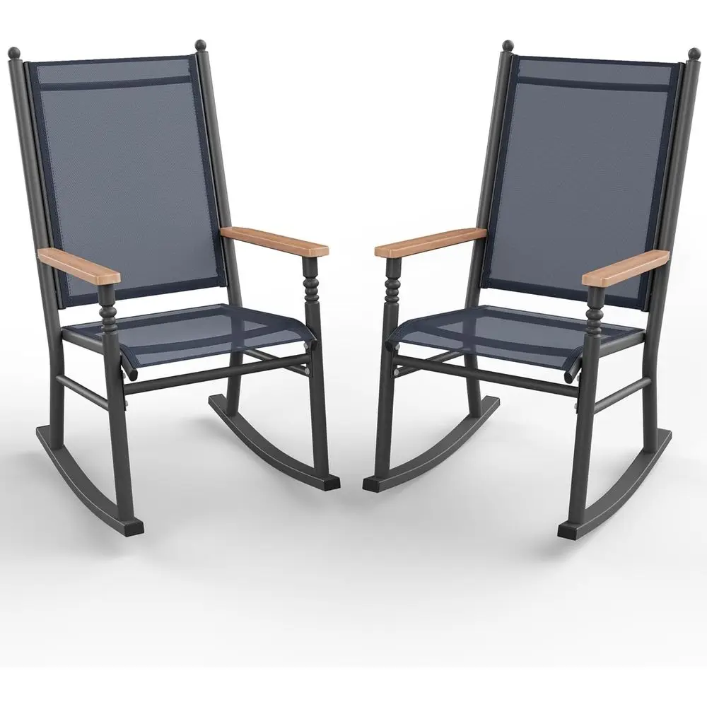 

2 Pcs Outdoor Rocking Chairs Set, Upgraded High Back Patio Rocking Chairs Set, Breathable Textilene Fabric Rocking Chair for Por