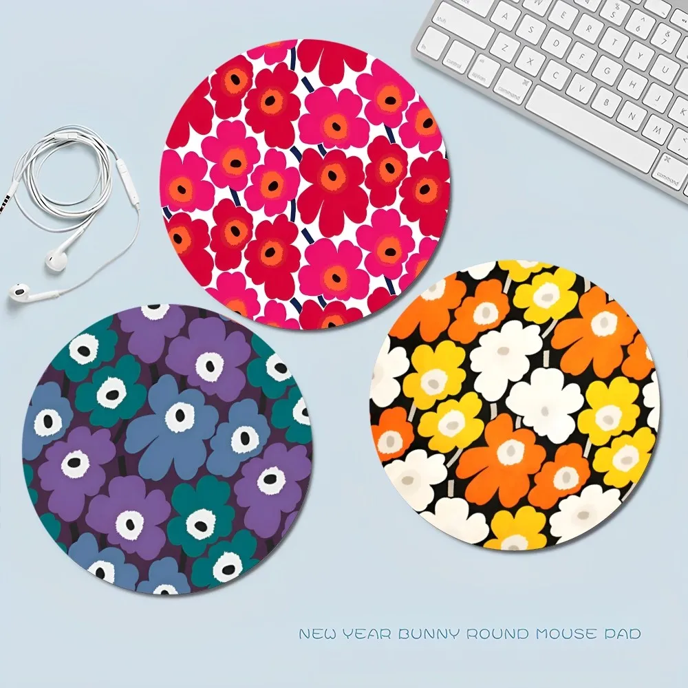 Beautiful Colorful P-Poppy FlowerNon-slip Round Speed Version Game Computer Keyboard Office Mat PC Laptop Mouse mat Accessories