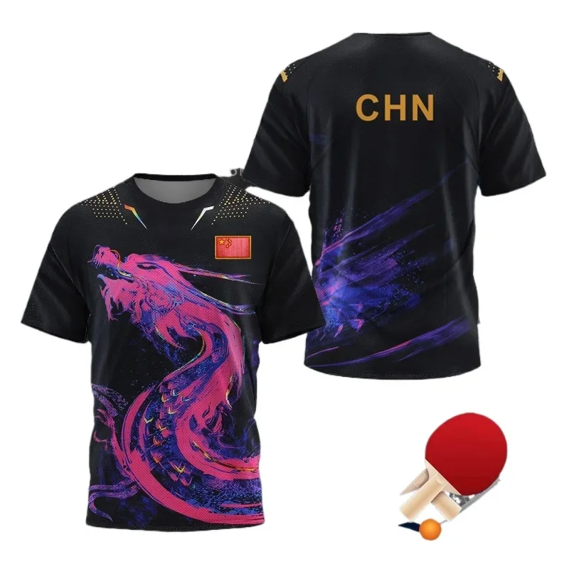 CHINA Dragon Table Tennis Graphic T Shirt for Men Clothing Fashion Badminton Sports T-shirt Ping Pong Jersey Gym Fitness Shirts