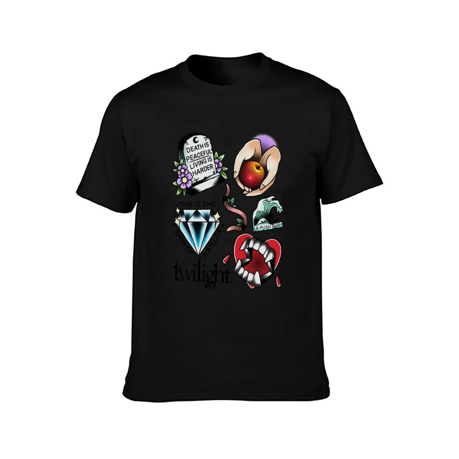 Twilight Inspired Tattoo Flash Sheet T-Shirt Plus Size Gym Sports T-Shirt