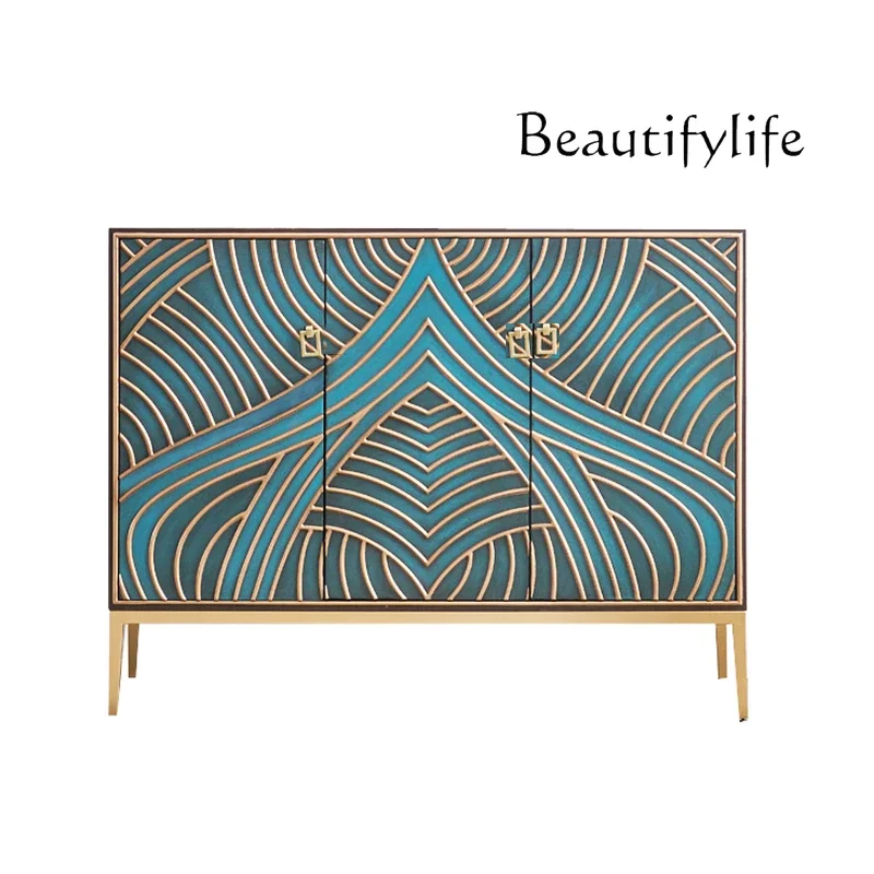 

Light luxury solid wood shoe cabinet New Chinese style living room partition Modern decoration Multifunctional storage side