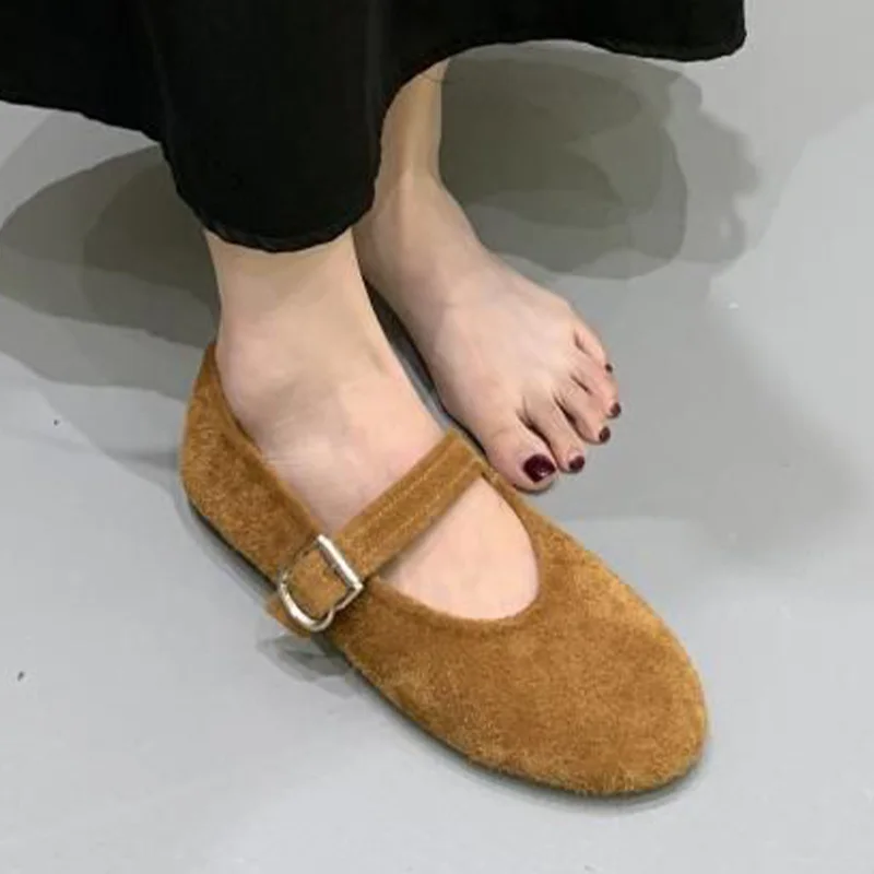 

Flats Ballet Women's Shoes Casual Suede Loafers Shoes Autumn 2025 Fashion Walking Brand Mary Jane Shoes New Cozy Mujer Zapatos