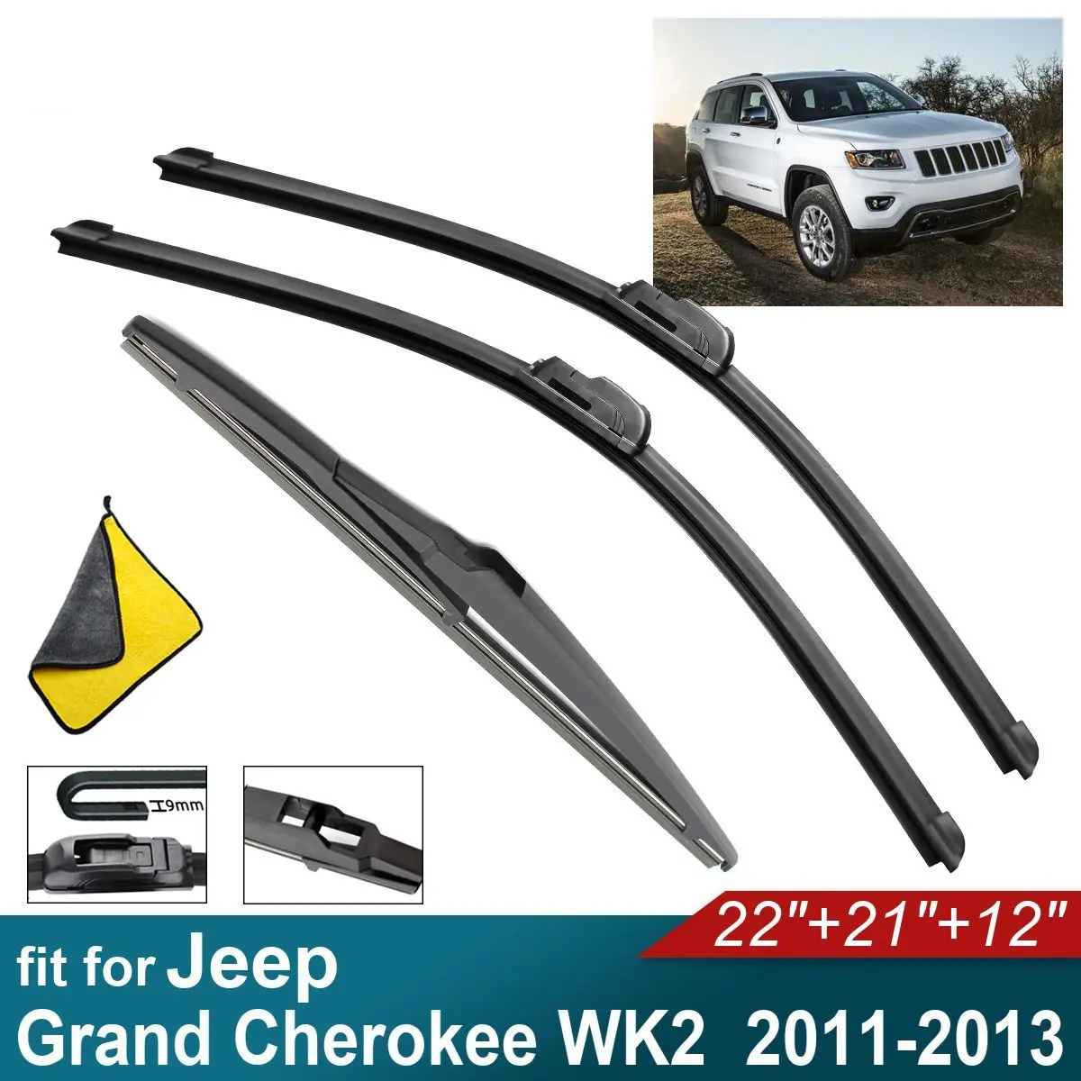 

Car Windshield Wiper Blades Fit For Jeep Grand Cherokee WK2 Rear Wiper Blades Soft Rubber Auto Front Windscreen