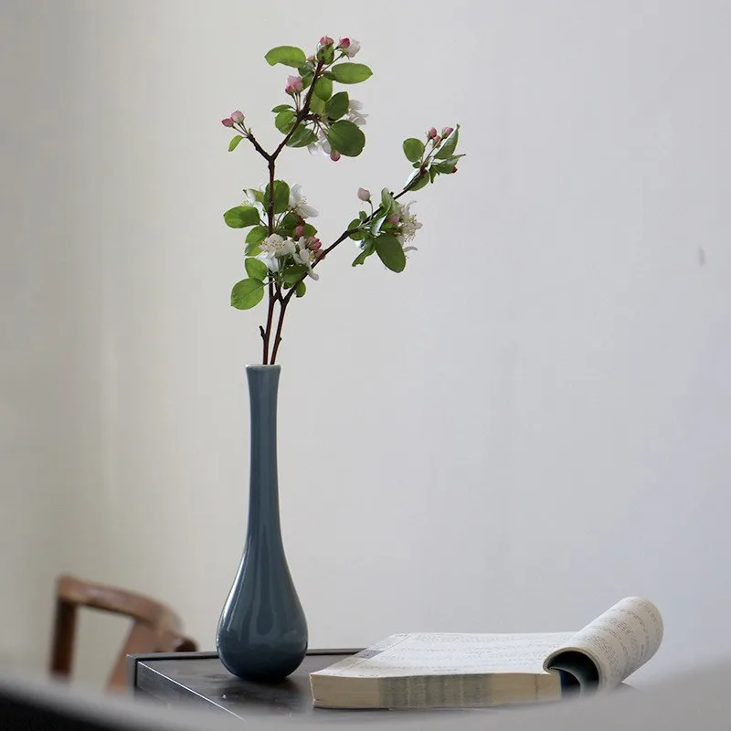 2026 New Small-Space Vintage High-End Ceramic Vase Decoration Home Solid Color Room Decor Minimalist High-Aesthetic Vases