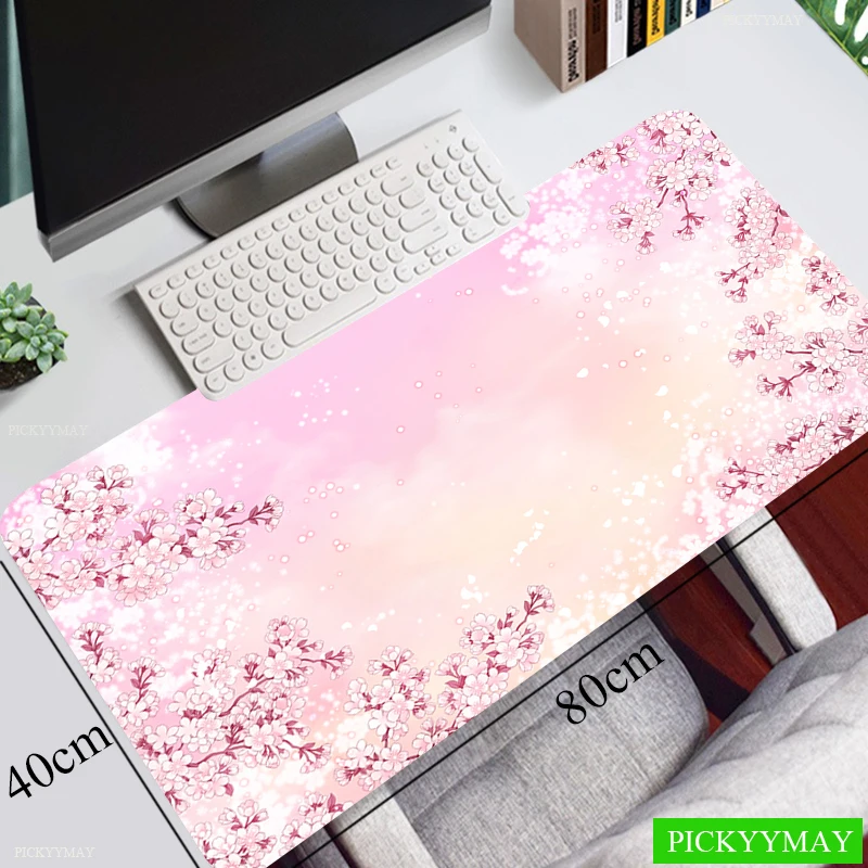 Pink Cherry Blossoms 80x30cm XL Lockedge Large Gaming Mouse Pad Computer Gamer Keyboard Mouse Mat Hyper Beast Desk Mousepad