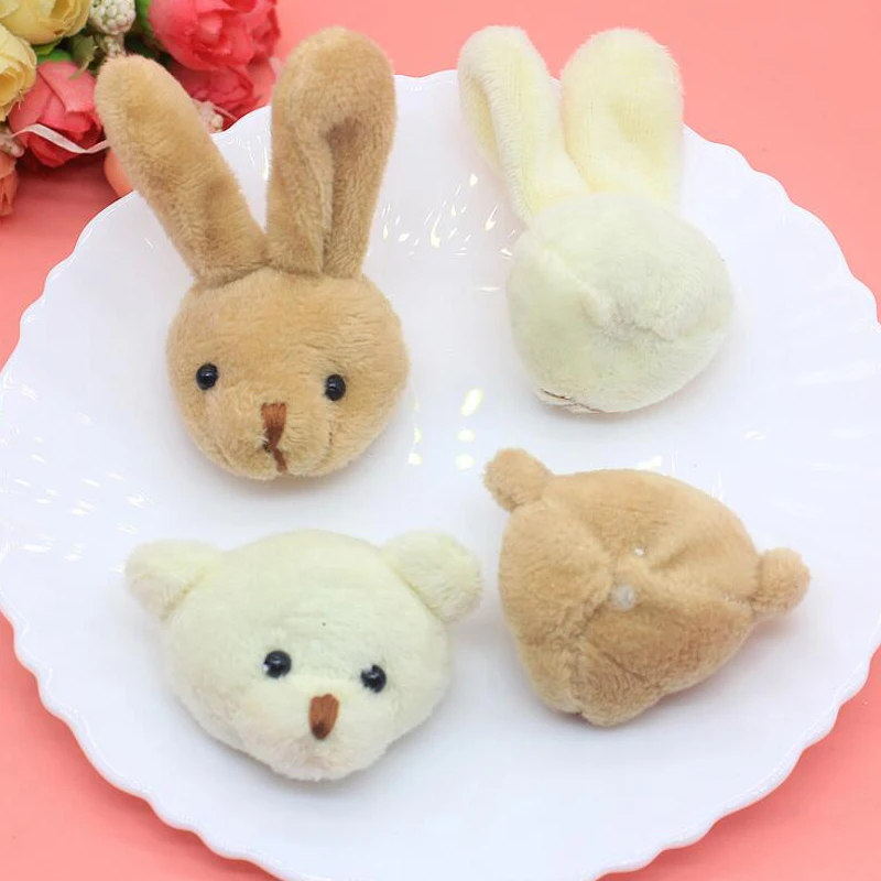 5Pcs/lot New Cartoon Plush Bear/Rabbit Patches DIY Cotton-filled Long Ears Rabbit Accessories Handmade Decorative Plush Doll