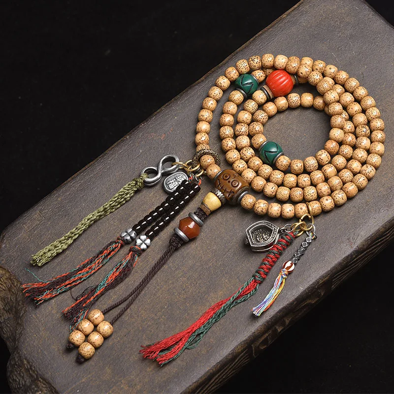 

Браслет Бодхи с куриным толстом и желтой луной, 108 буддийских молитвенных бусин, ожерелье