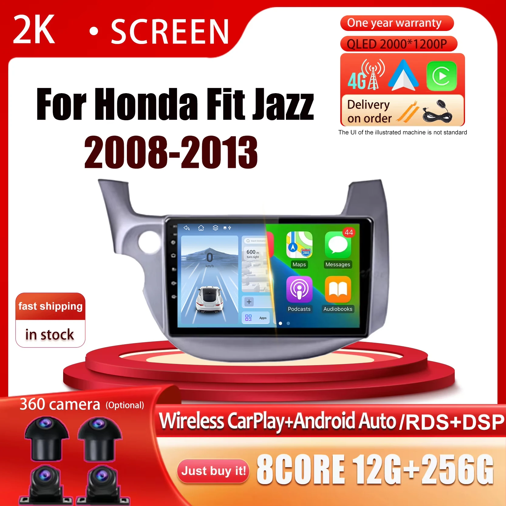 

Carplay Android 14 For Honda Fit Jazz 2008-2013 Car Radio Multimedia Stereo Player WiFi GPS Navigation NO DVD
