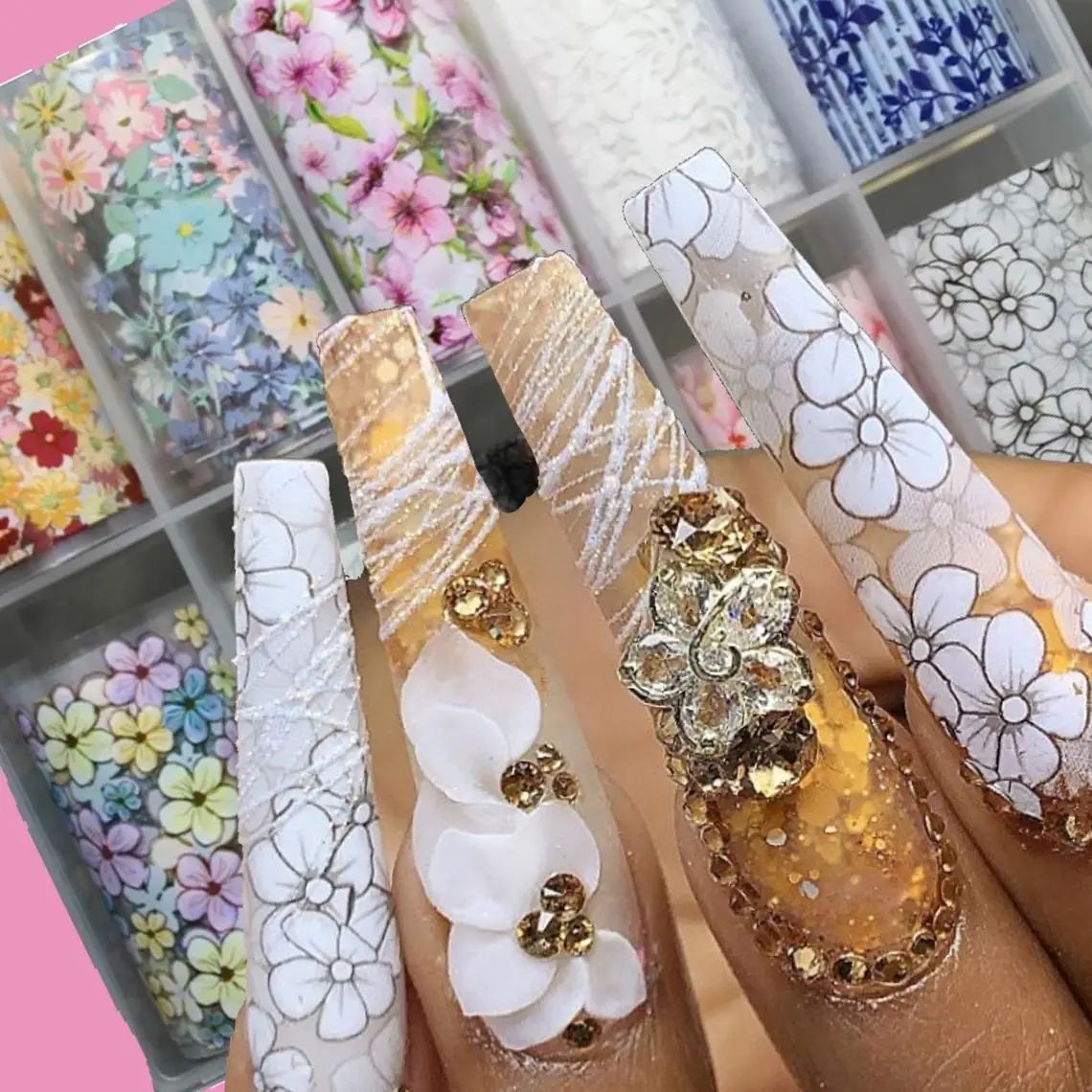 10 Rolls Flower Angel Nail Foils Transfer Paper Stickers Bohemia Sliders Adhesive Wraps DIY Marble Decal Nail Art Decorations