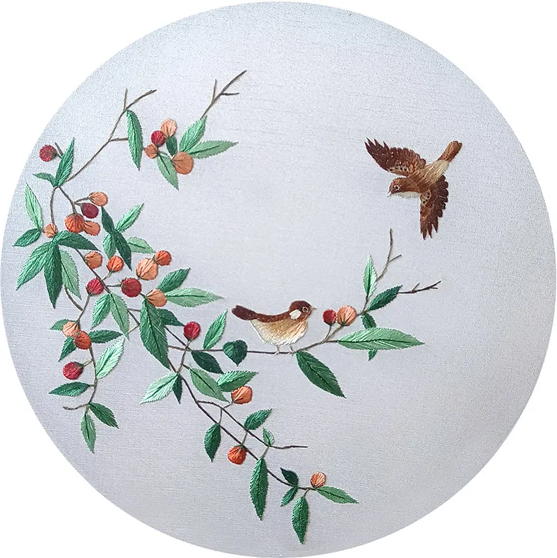 

Набор для вышивания Su DIY для начинающих: Пион и птица, комплект материалов для самостоятельной вышивки с предварительно нанесенным рисунком