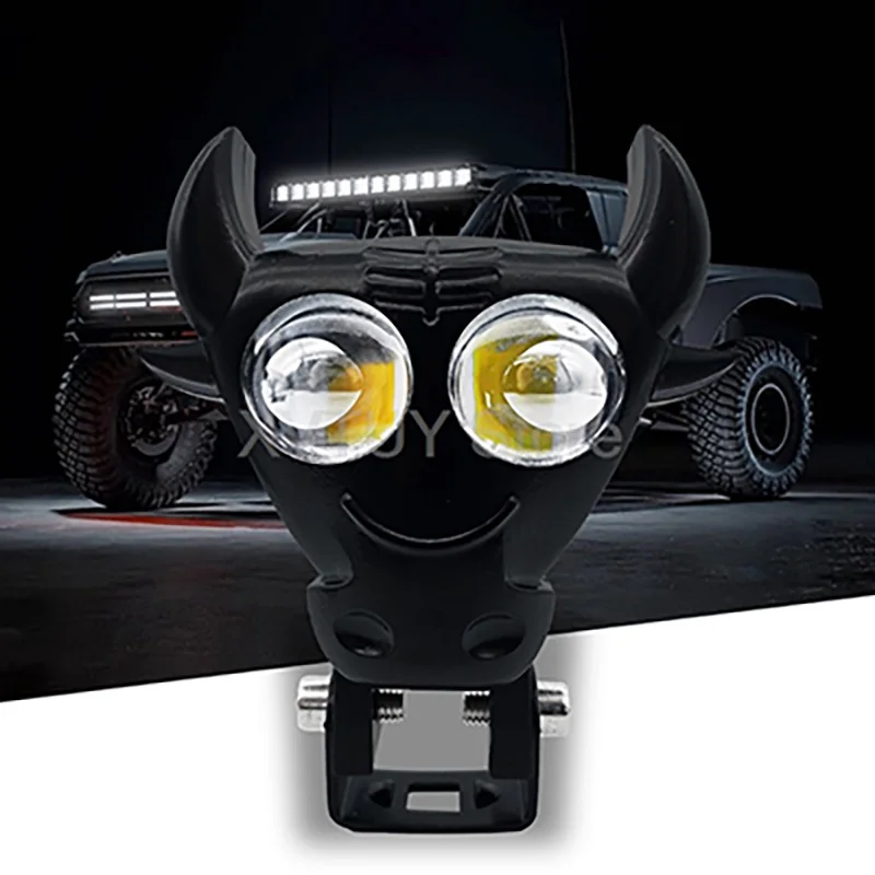 

Bull Head 40W Motorcycle Spotlights 2-Color LED Headlight 12-80V Waterproof Fog Lights For Motorcycle Accessories Truck ATV