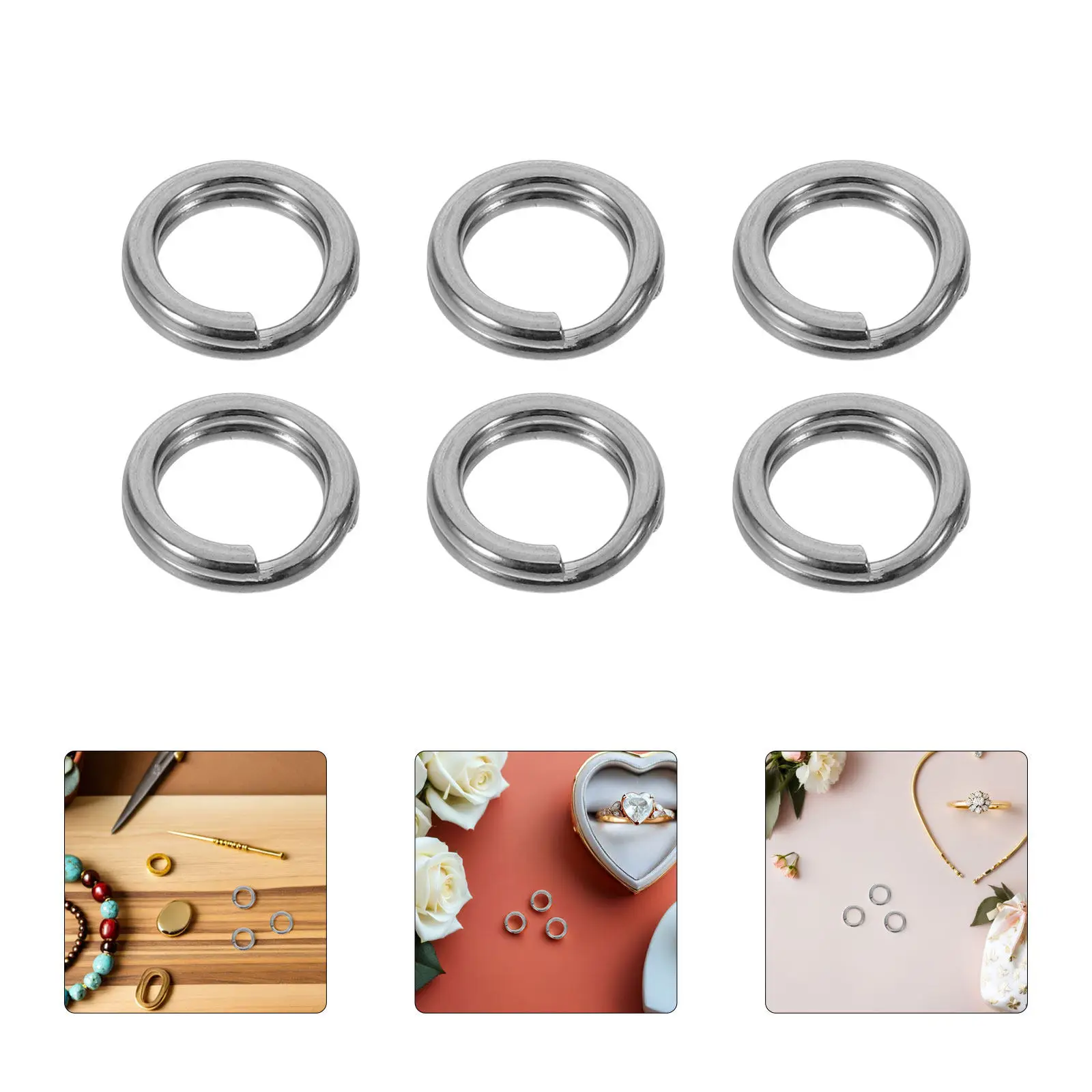 40Pcs Stainless Steel Open Jump Rings Keychain Connect Clips for Jewelry Making Bracelet Necklace Repair DIY Craft Supplies 6Mm