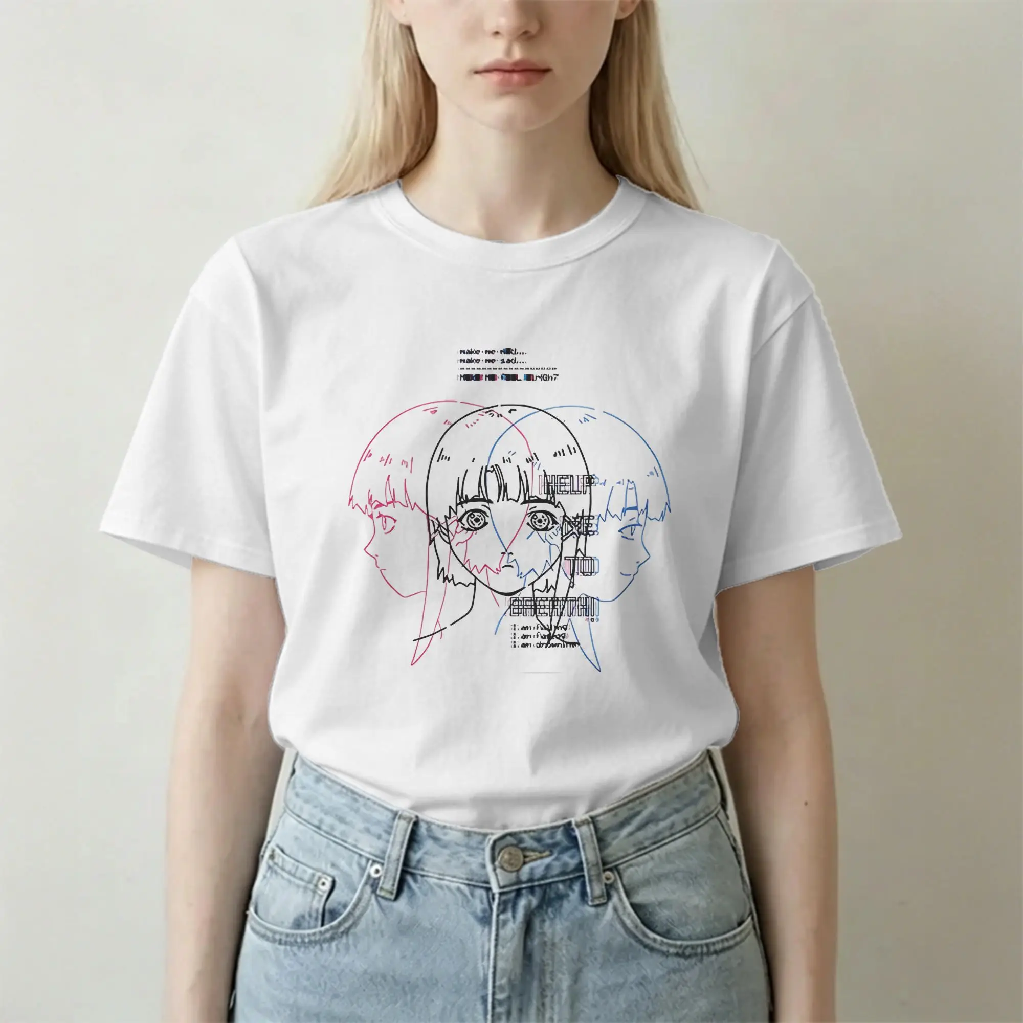 Serial Experiments Lain for Men Women T Shirt 80s 90s Sci Fi Anime Tee Shirt Short Sleeve O Neck T-Shirts Cotton 4XL 5XL Tops