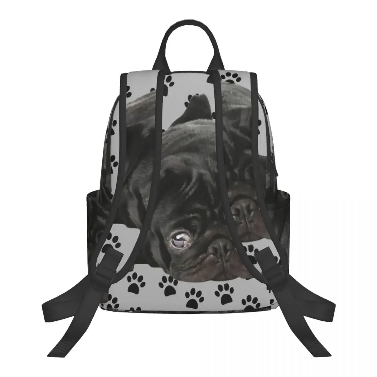Adorable Black Pug Student Backpack School Bag Hiking Travel Daypack for Boys Girls Bookbag Shoulder Bags