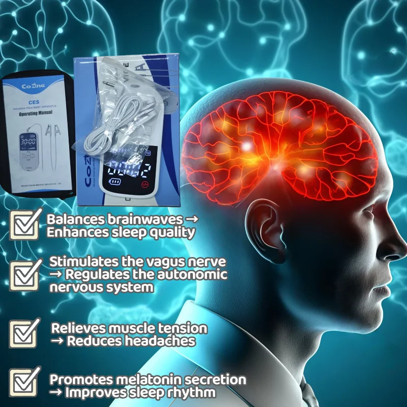 Advanced TENS Vagus Nerve Stimulator, Auricular Device for Pain Relief, Headache, Anxiety, Sleep Improvement and Relaxation