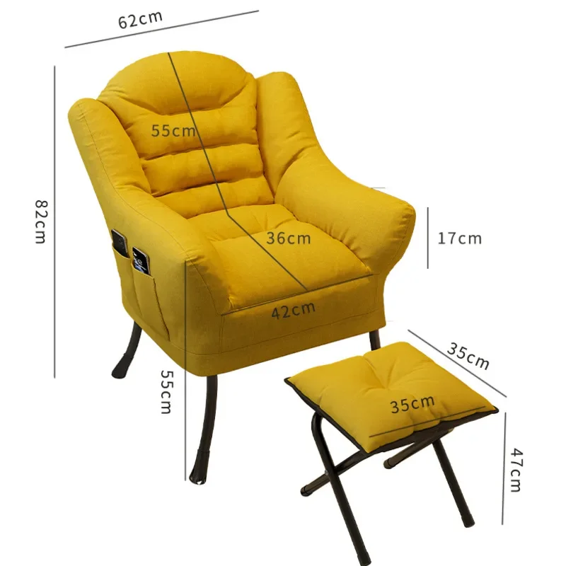 Breathable Lazy Sofa with Thickened Cushion Durable Computer Chair for Living Room Easy-to-Wash Leisure Chair for Balcony Use