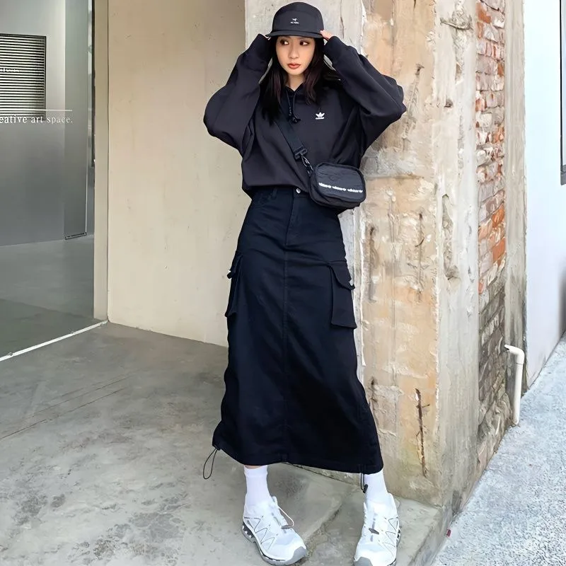 Cute Skirts For Women Kawaii Woman Skirt With Pocket Patchwork Streetwear Offer Original Hot Aesthetic Luxury Elegant V Stylish