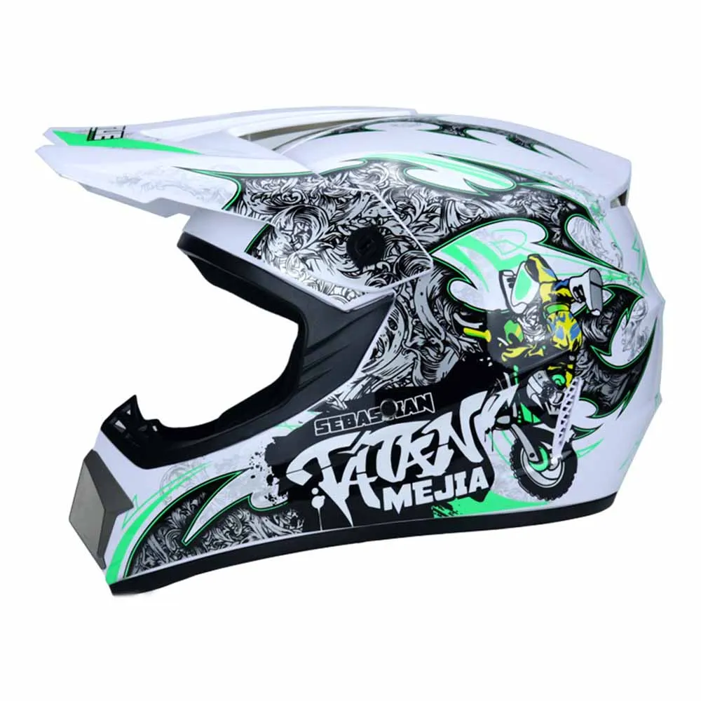 White Green Wear-Resistant Motorcycle Supplies Breathable Motocross Kask Full Face Biker Helmets Anti-Fall Head Protection S-XL