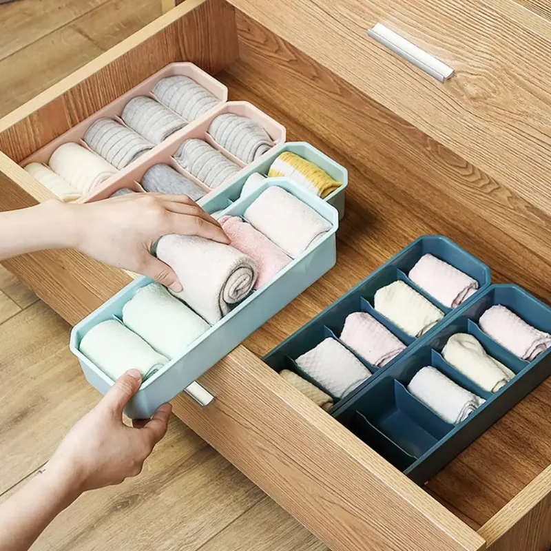 Storage Organizer Socks Storage Box Stackable Fashion Portable Bra Underwear Compartment Case for Home