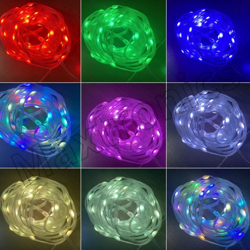 5V/12V WS2811 WS2812 LED String Lights Dream Color Addressable IP67 15/20/25/30mm/50mm/100mm Pitch Black/Silvery Wire Fairy Lamp