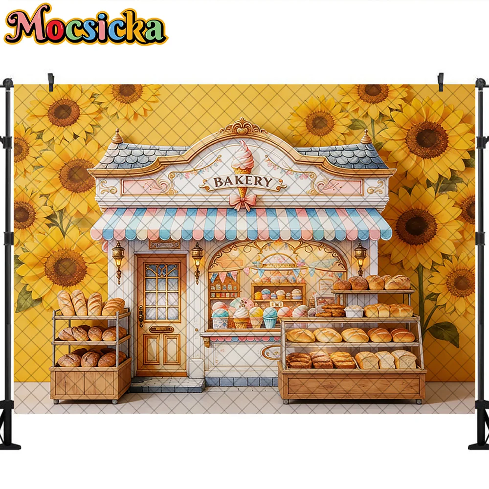 Mocsicka Photography Backdrop Bread Ice Cream Shop Decoration Baby Shower Cake Smash Newborn Party Backgrounds For Photographs