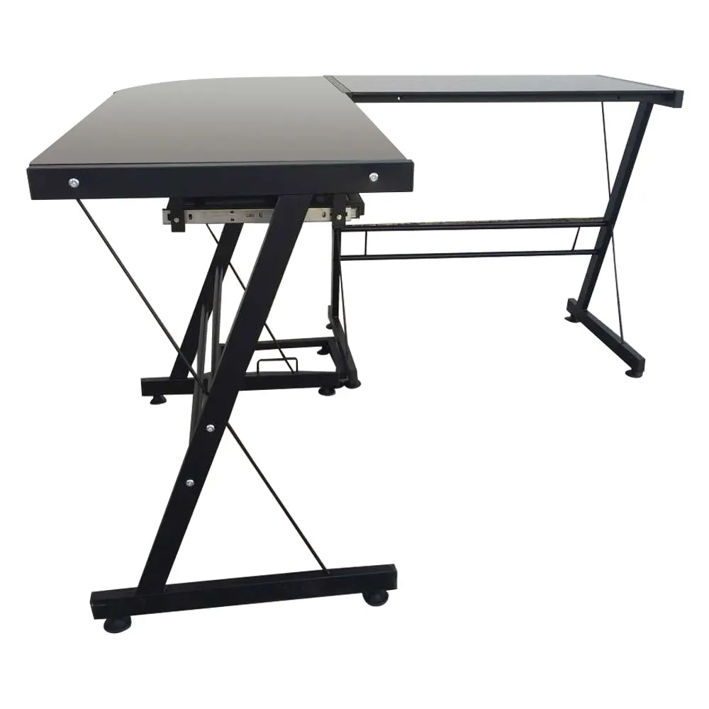 L-Shaped Durable Stalinite Splicing Computer Desk 402C Black