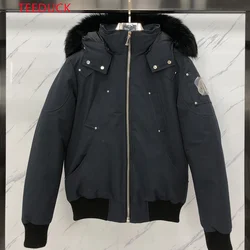 02 2023 New Canadian Down Jacket Men's Coat Parka Expedition White Goose Down Waterproof Male Hooded Coat Jackets