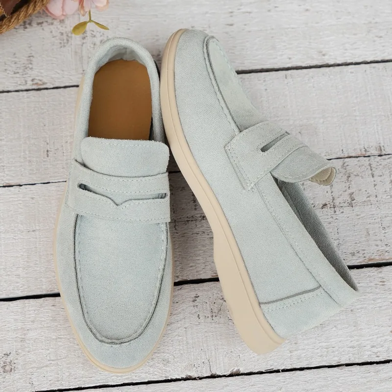 Women\'s Flat Shoes 2024 New Trend Spring Autumn Platform Suede Loafers Shoes Outdoor Casual Ladies Walking Shoes Zapatos Mujer