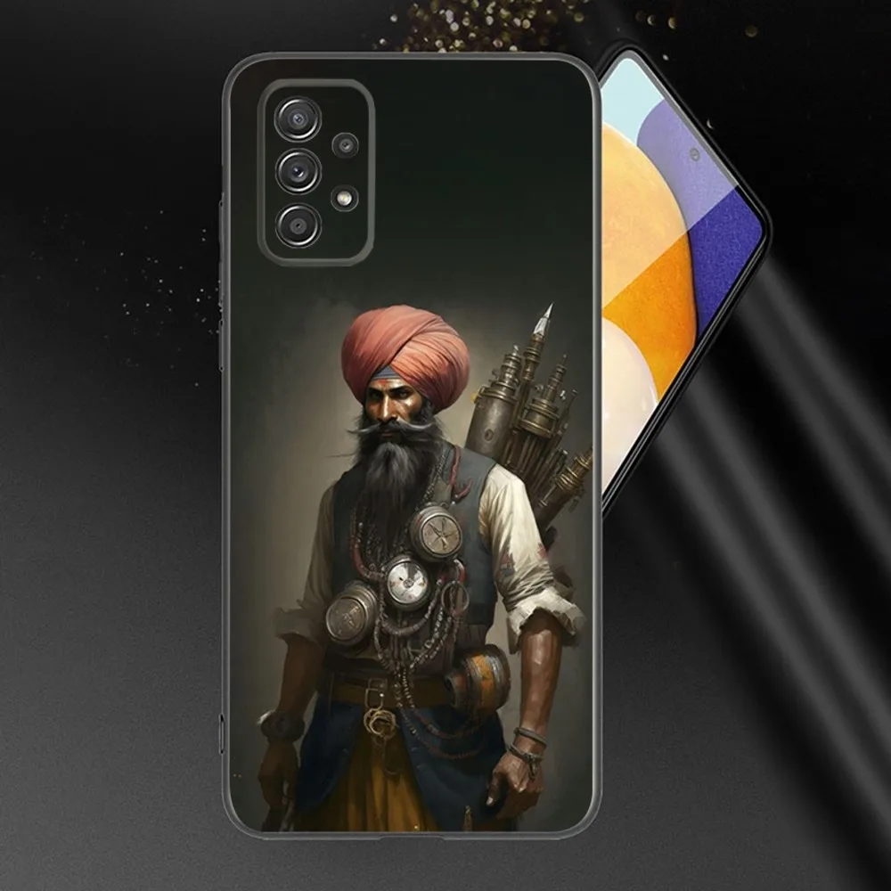 Nihang Singh Sikh Warrior Phone Case For Samsung Galaxy A13,A21s,A22,A31,A32,A52,A53,A71,A80,A91 Soft Black Phone Cover